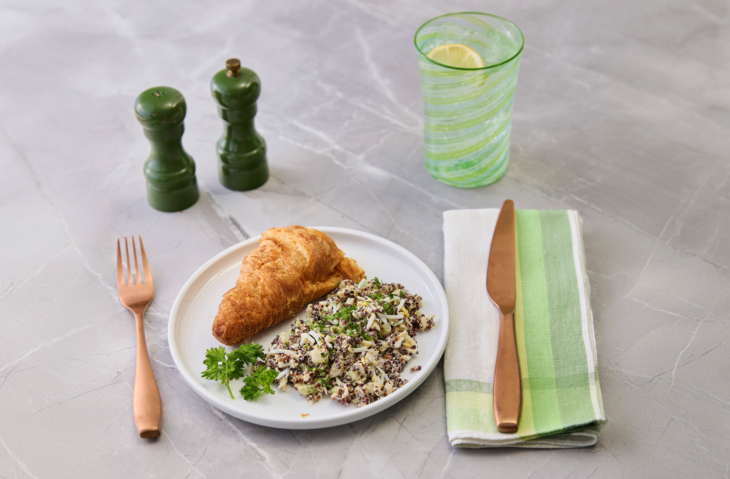 croissant & red quinoa egg salad