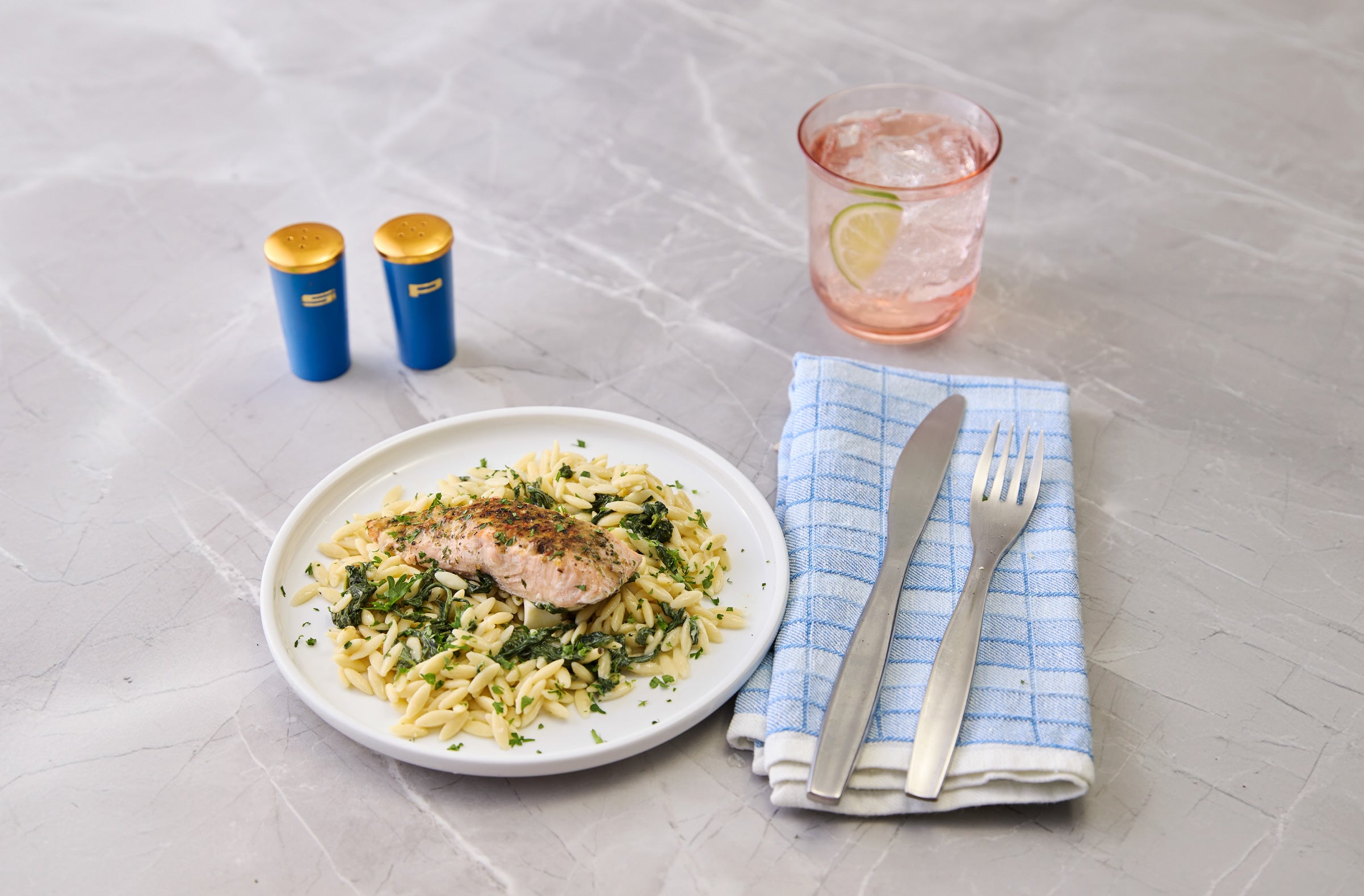 parmesan herb salmon & orzo