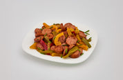 sausage & rainbow peppers