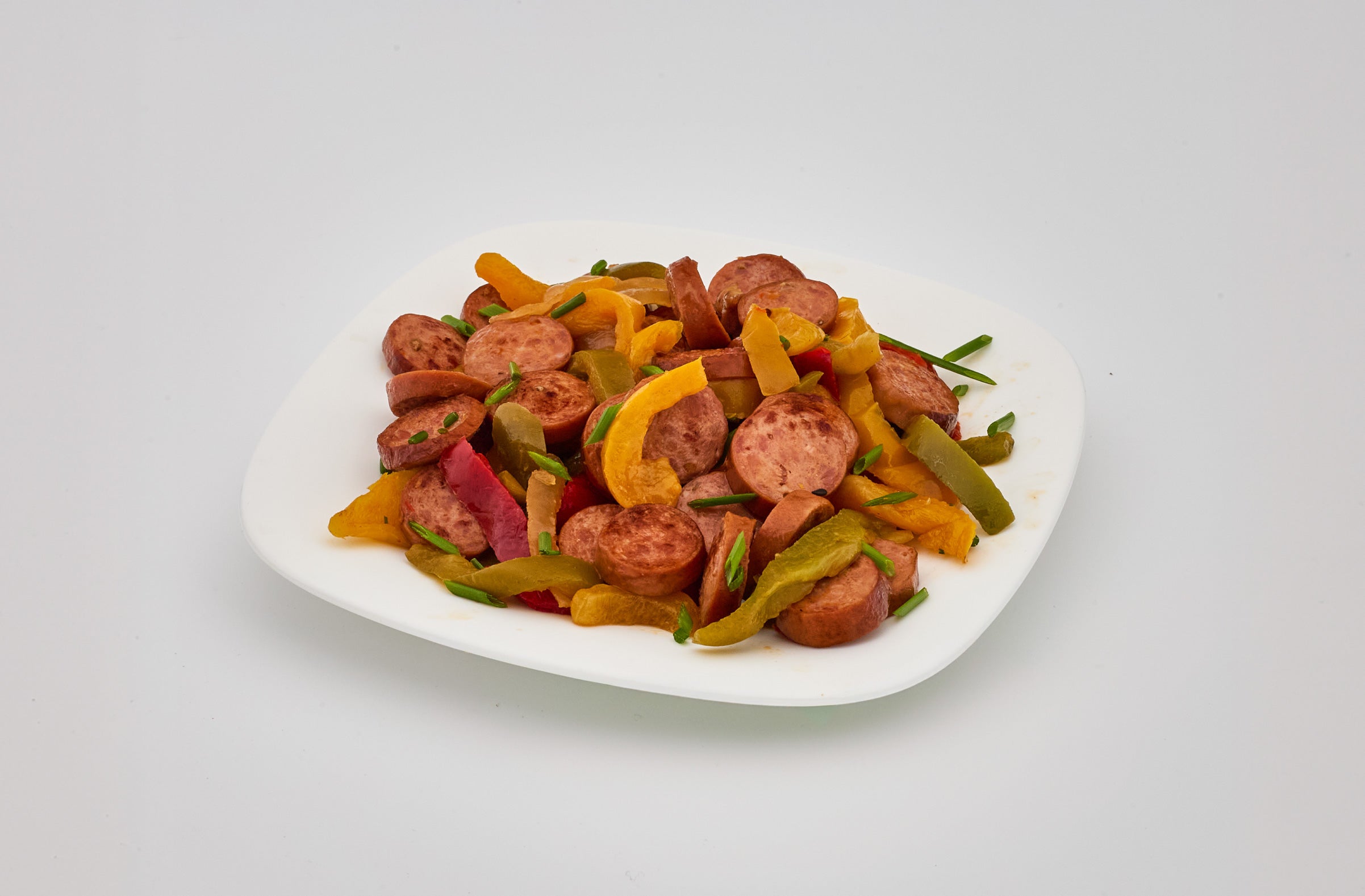 sausage & rainbow peppers