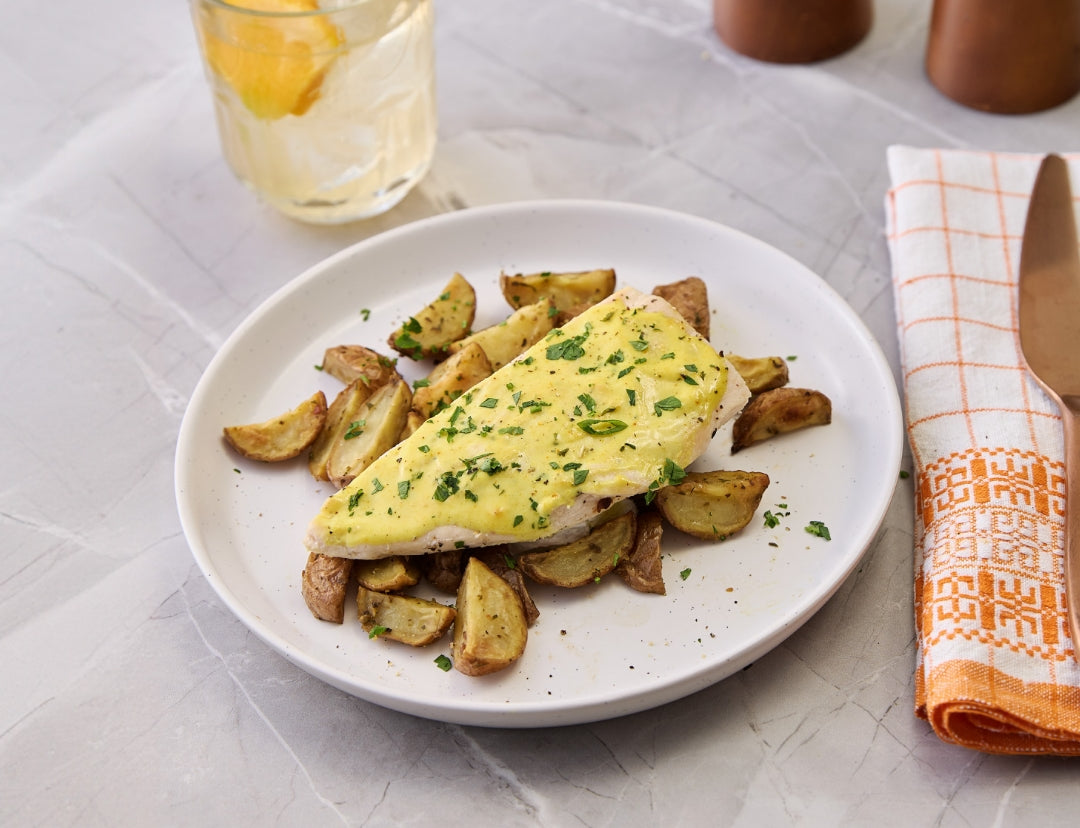 honey mustard chicken & roast potatoes